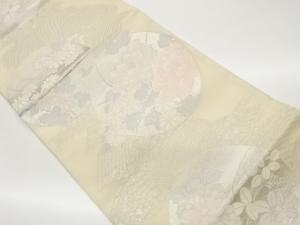 絽丸文に花々模様織り出し袋帯